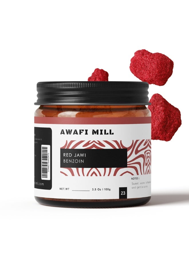 أباميك راتنج بخور الجاوي الأحمر (البنزوين) من شركة أوافي ميل 100 غرام (3.5 أونصة) | لبان جاوي "صمغ بنيامين الأحمر" من نبات ستيراكس. - Image 1